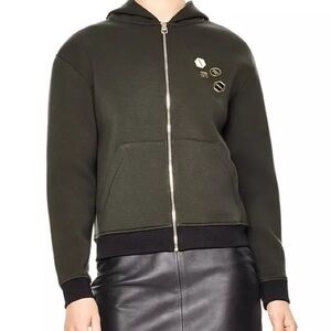Sandro Polvo Contrast-Color Trim Pin-Embellished Hoodie size 3 L Paris